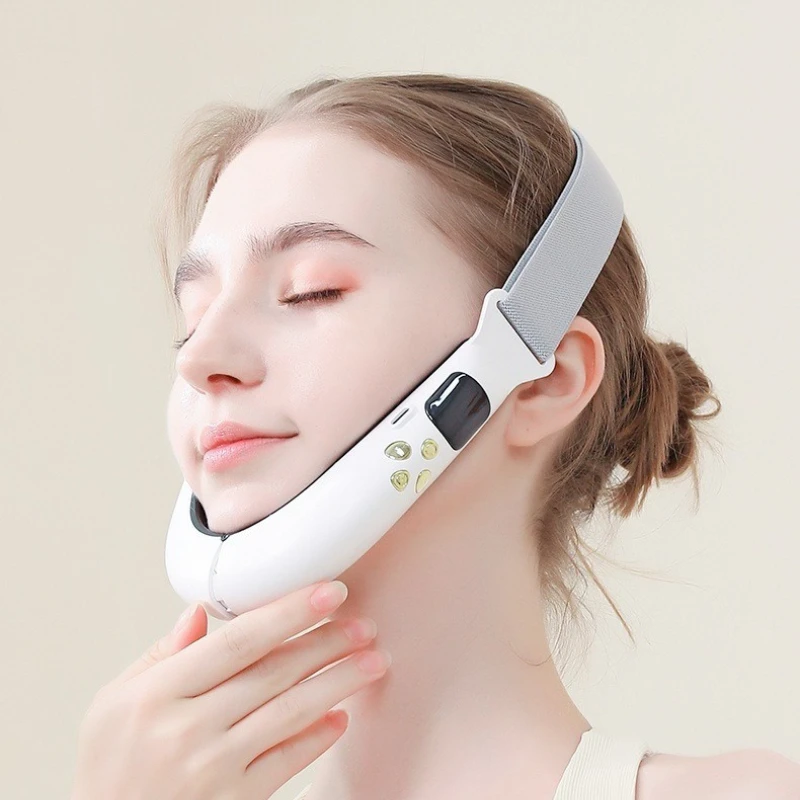 أداة تجميل الوجه الكهربائية على شكل حرف V - مدلك الوجه مكركرنت EMS، مخفض الذقن المزدوجة وأداة شد الوجه