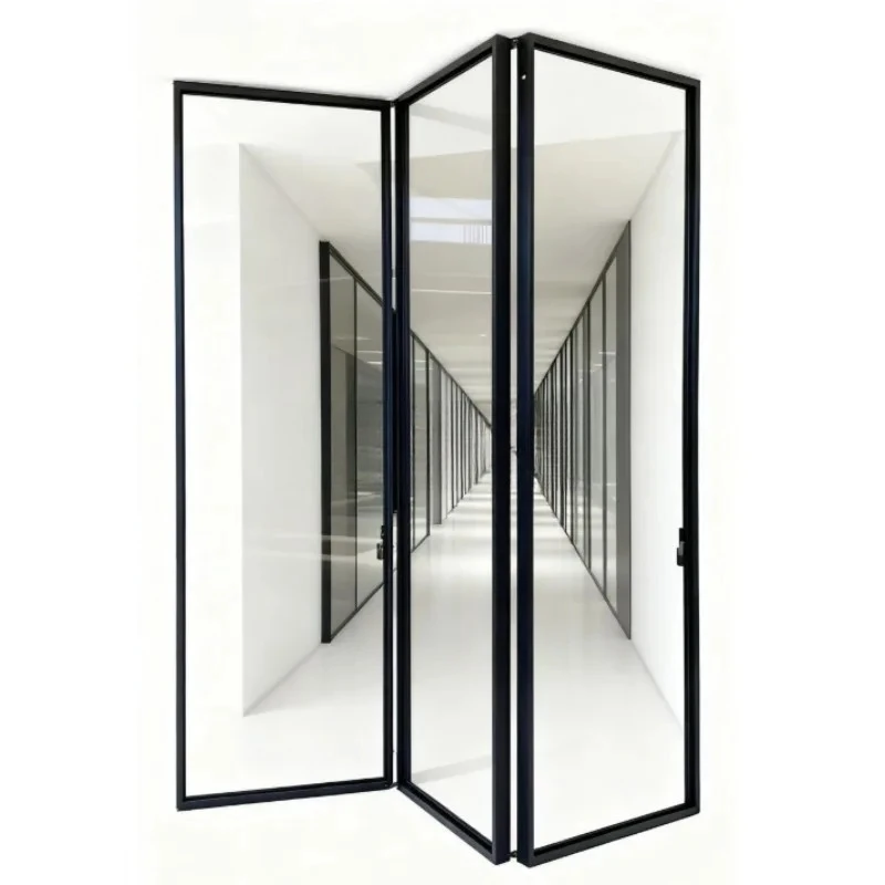 Energy Efficient Double Glazed Aluminium Bifold Door French Windows Hinged Sliding Stacking Glass Doors For Home  Commercial Use