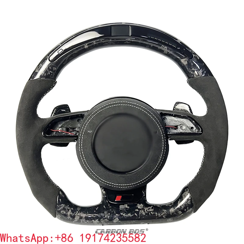 

Leather Sports LED Real Carbon Fiber Car Steering Wheel Custom Modification Suitable for Audi B7 B8 B9 A1 A3 A4 A5 A6 A7 A8 C8