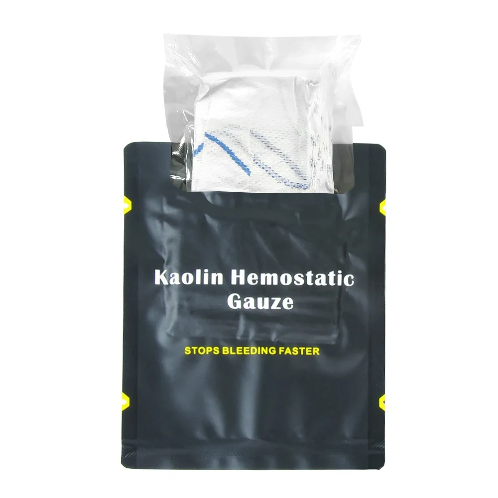 Hemostatic Kaolin Gauze Combat Emergency Trauma Z-Fold Soluble for Ifak Tactical First Aid Kit Wound Dressing Edc Kit First Aid