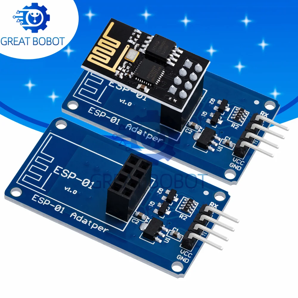 BS ESP8266 ESP-01 Serial WiFi Wireless Adapter Module 3.3V 5V Esp01 Breakout PCB Adapters Compatible For Arduino