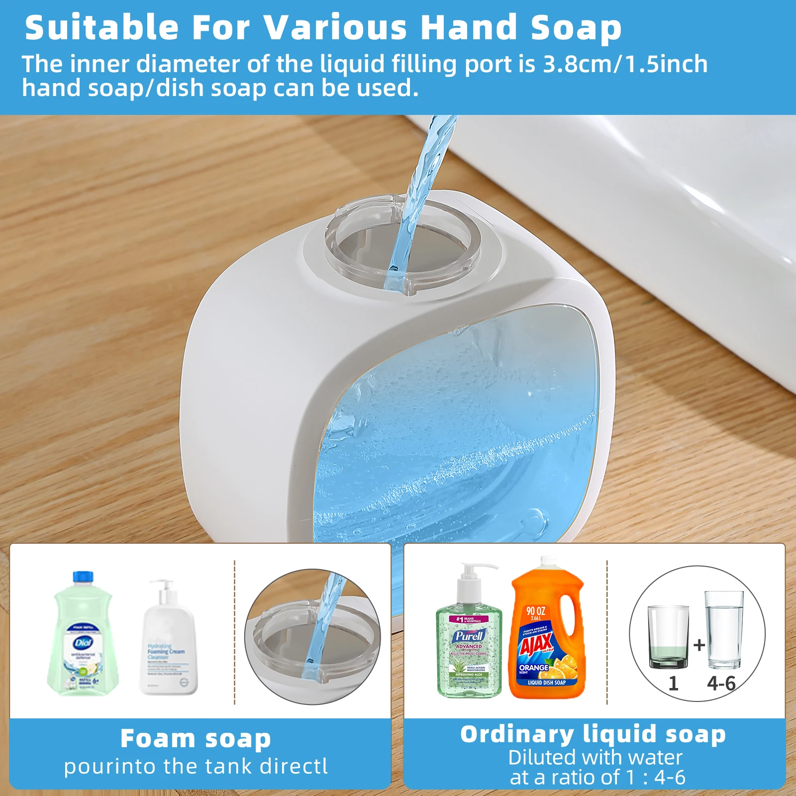 New Wall Mounted Automatic Soap Dispenser Foam Smart Hand Washing Machine 500ml Liquid Rechargeable Bathroom Induction Sensor view 5