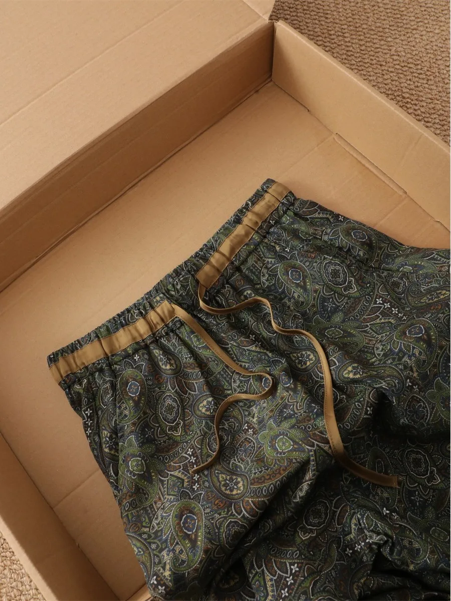 Retro Stylish Wide Leg Cotton Linen Pants Women Summer Color Block High Waist Belted Drape Casual Straight Thin Long Trousers