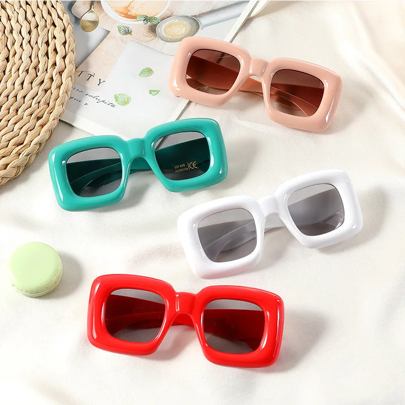 Kids Bubble Square Glasses Candy Color Boy Girl Outdoor Anti-UV Sunglasses Funny Baby Accessories for Photography Props