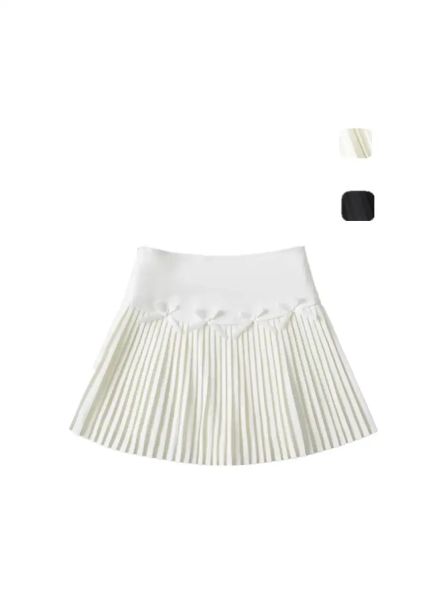 

American Ballet Sle Retro Pleated Skirt High Waist Cute Bow Sweet Versatile A-Line ort Skirt Anti-Light Walking