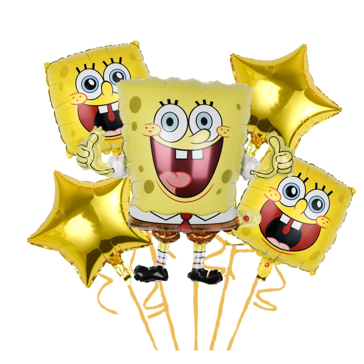 New Cartoon Bob Sponge Baby Birthday Balloon Latex Decorative Set Disposable Tableware Background Baby Shower Mask Hat