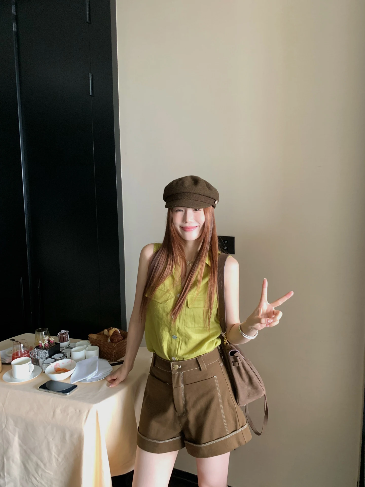 

High Waist Waed Cotton orts Casual Retro Utopia Stitching ket Detail Straight Leg Commute Friendly by Xiao Jun Jun