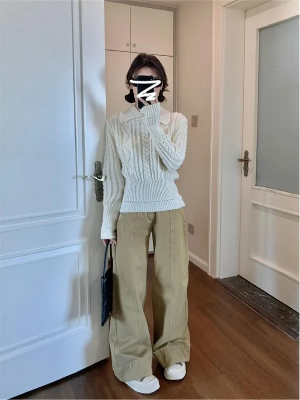 Pull tricoté coréen pour femmes, col torsadé, motif de fleurs, couche de Base, vêtements intérieurs, coupe cintrée, Unique, beau haut