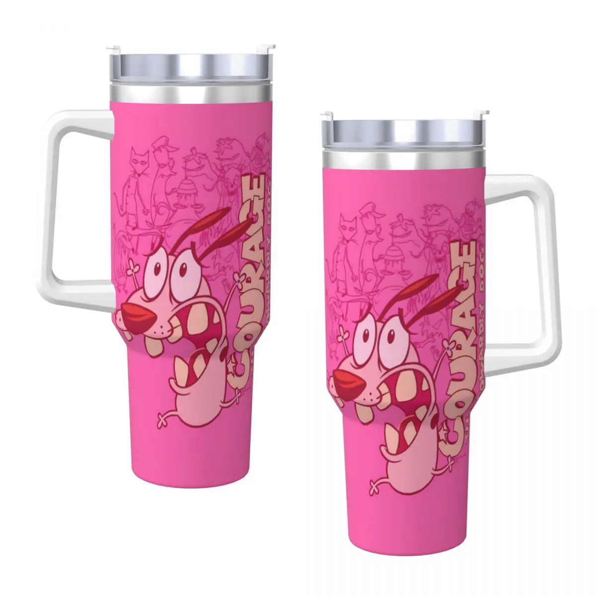 C-Courage Cowardly Dog Tumbler Cold Drink Water Bottle Leakproof Stainless Steel Thermal Mug Custom DIY Travelist Car Mugs