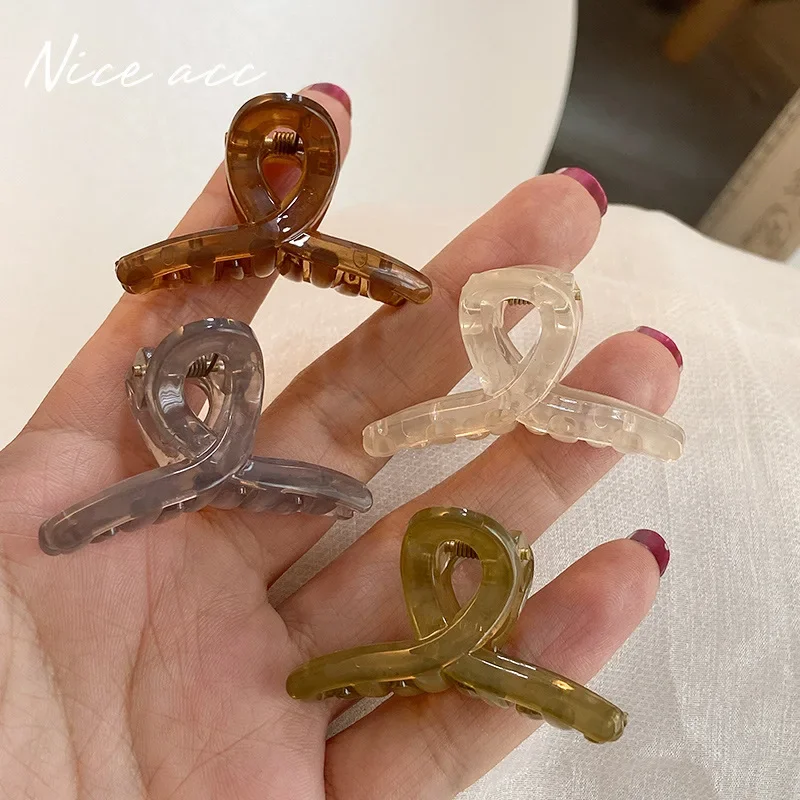 Mini Cute Girl Small Grab Clip Half Tie Head Small Hair Claw Translucent Net Red Bangs Side Clip Small Shark Clip