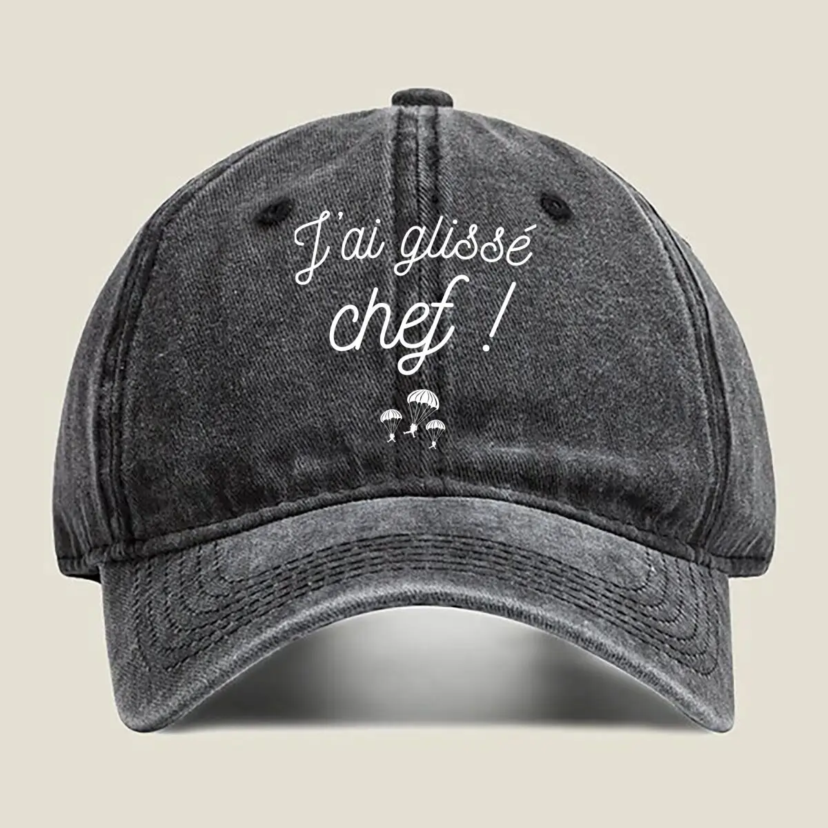 

Chef Text - French - Inspired Culinary - Themed Design Washed Baseball Cap