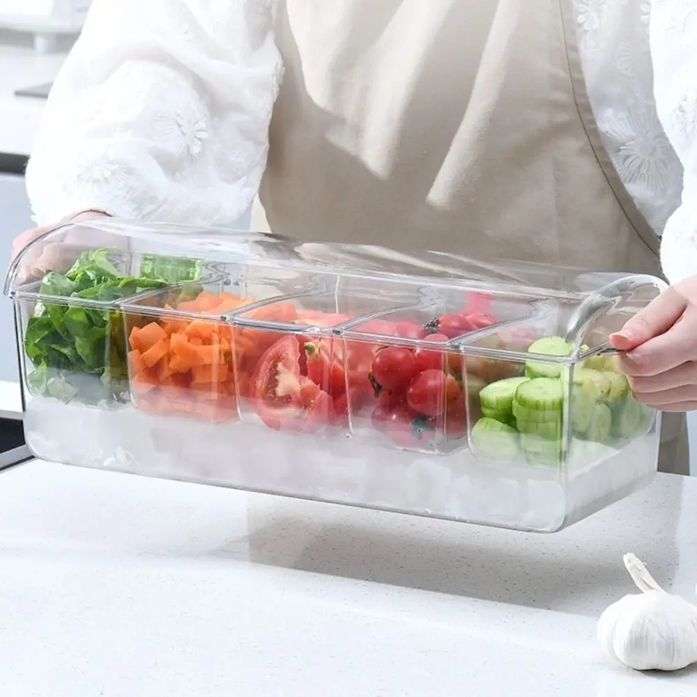

Removable Chilled Condiment Server Tray Clear Dispenser Fresh Box Garnish Tray with Lids Organizer Plastic