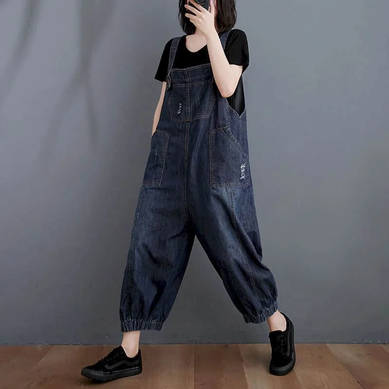 

Denim Jumpsuits for Women Loose Korean Fashion Harajuku Harem Pants One Piece Outfits Women Rompers Casual Vintage Playsuits