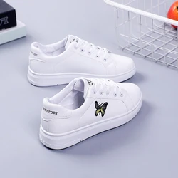 Shoes 2023 Women Running Spring Autumn Fashion White Breathable Embroidered Flower Lace-Up Casual Sneakers Zapatos De Mujer