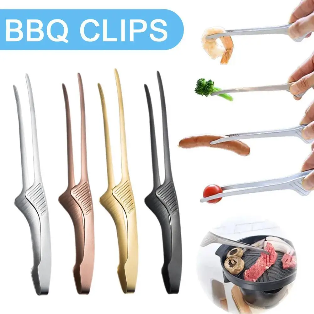 Clip per Barbecue per alimenti pinze per Barbecue accessori da cucina in acciaio inossidabile cottura di cibo grigliate all'aperto morsetto per bistecca antiaderente strumento di cottura