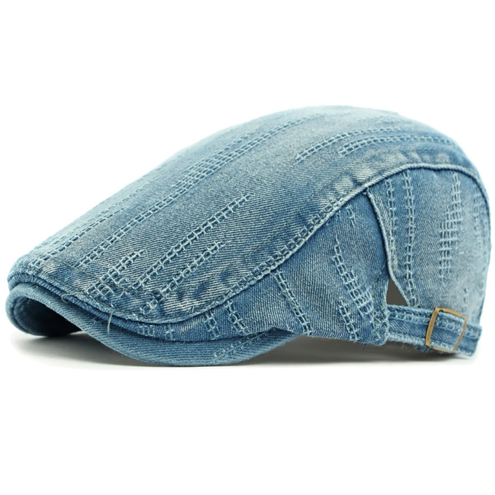 HT4768 Mens Berets Women Spring Summer Autumn Cap Artist Painter Beret Hat Male Female Ivy Flat Caps Adjustable Denim Beret Cap