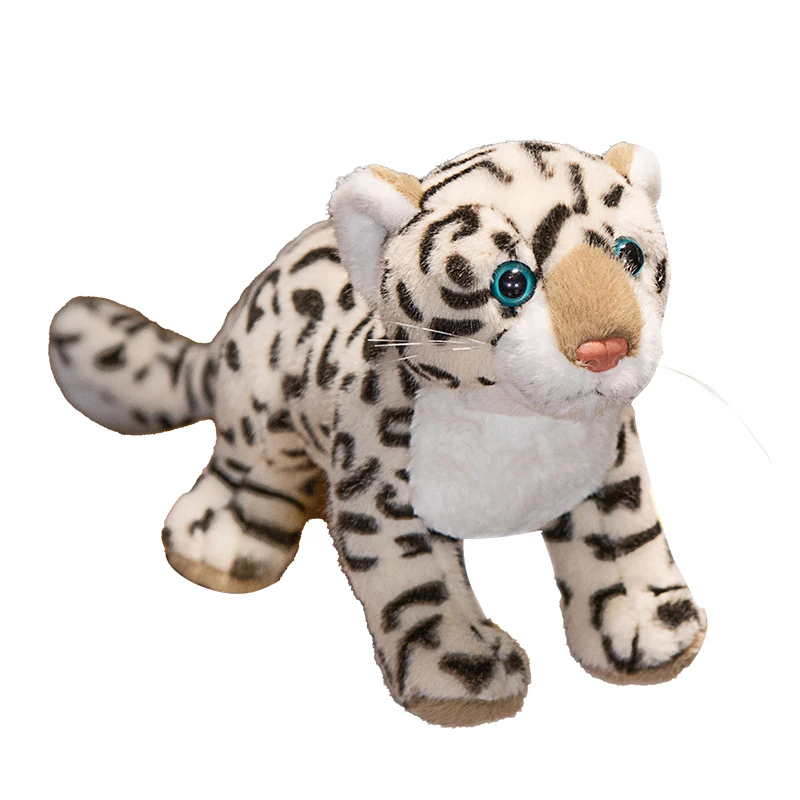 52cm Lifelike Standing Snow Leopard Stuffed Plush Toy Soft White Simulation Doll Birthday Gift