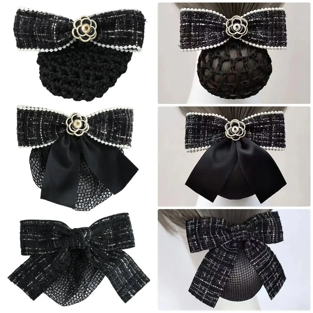 1Pcs New Bun Snood Mesh Flower Bowknot Fine/Loose Mesh Professional Crochet Bow Net Headwear Net For Light Attendant Nurses