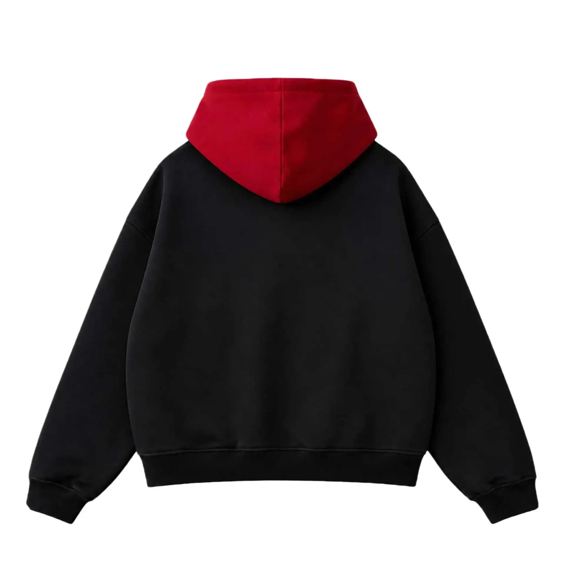 Alt Street Style Pullover Hoodie Contrast Color Hood Diagonal Hardware Decoration Loose Casual Tops