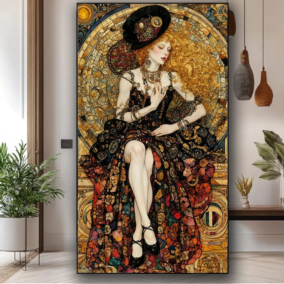 

gustav klimt art Diy Diamond Painting Kits for Adults,Full Diamond Art Kits DIY Crystal Picture woman for Home Wall Decor