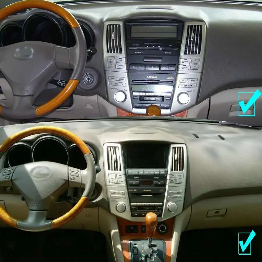 Layar CarPlay Android 12.1 ", pemutar Multimedia mobil Video GPS untuk Lexus RX 330 350 RX330 RX350 RX300 2004 2008