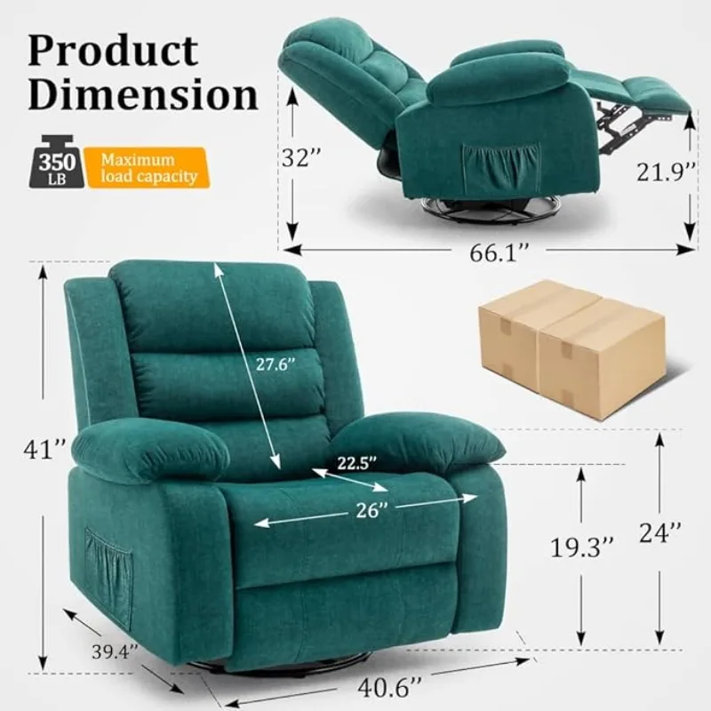 Recliner Chair, Wide Rocker Chair, Rocking Chair with Massage and Heat,360°Swivel Nursery Rocking Chairs