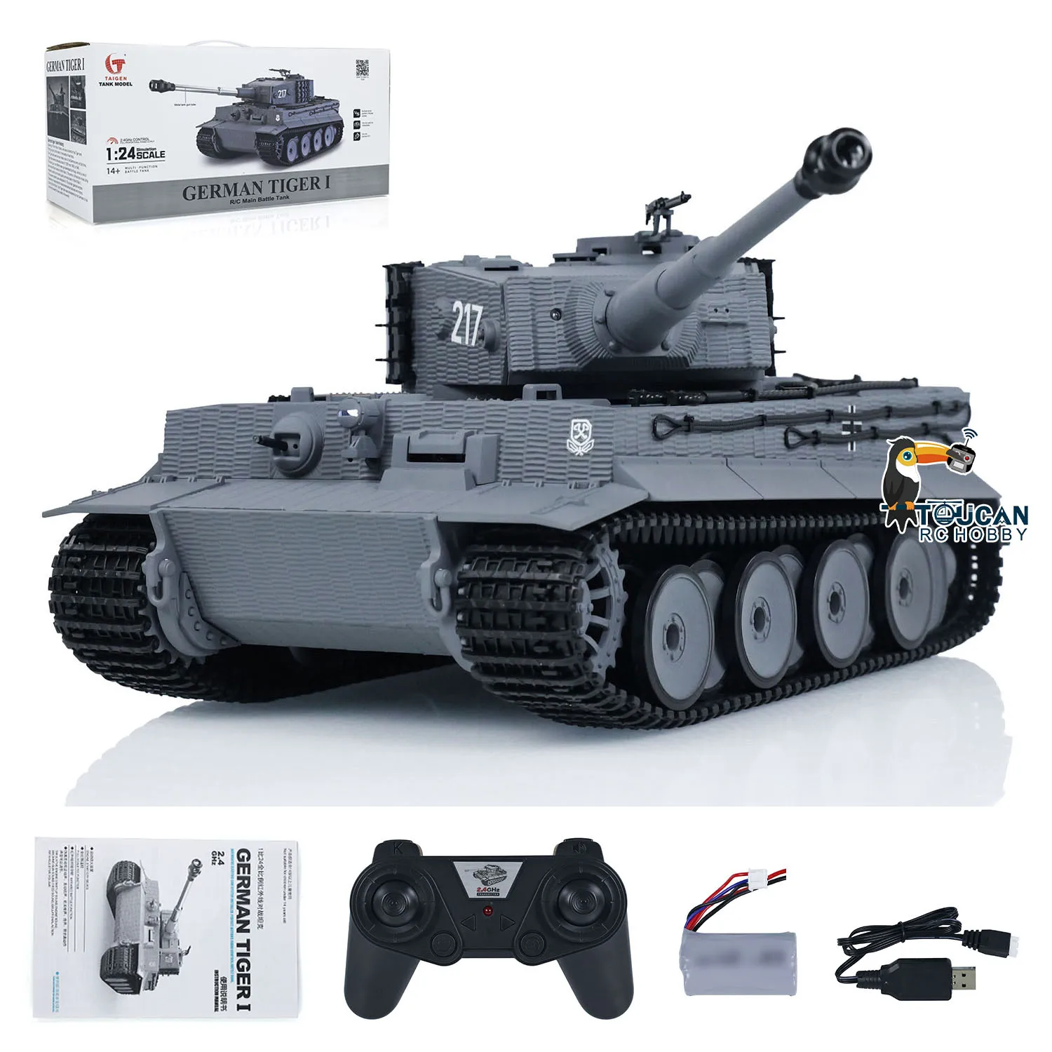 Gifts Taigen 1/24 RC Battle Tank Tiger I Radio Control Military Tanks Infrared Combat Cars Vehicle Toys for Boys TH23570