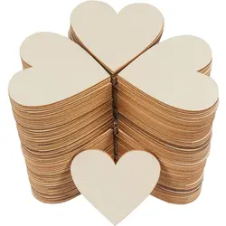 Wedding Love Heart Shape Wooden Confetti Blank Heart Chips Valentine's Day Decoration Wedding Romantic Natural Craft Supplies