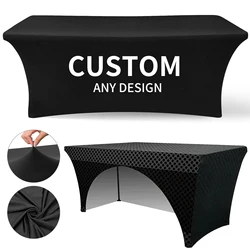 4ft/6ft/8ft Custom design Elastic tablecloth For Hotel Wedding Birthday Party Banquet Fitted Stretch Exhibition Counter Decor