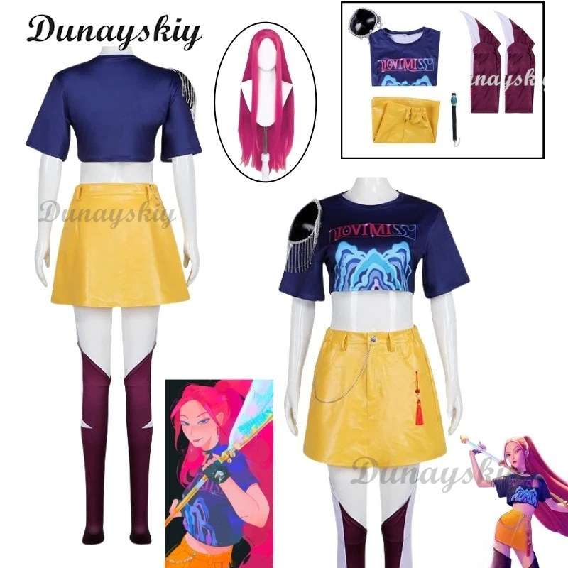 

Mira Cos 2025, мультяшный охотник на демонов KPop, топ для косплея, юбка, маскировочный костюм для ролевых игр, карнавальные костюмы на Хэллоуин для женщин