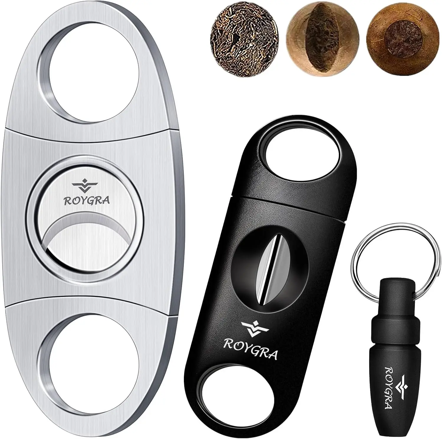 AliExpress – Cigar Cutter Set 3 Pack, Stainless Steel Guillotine V-Cut Punch Tool for Men Smoking Accessories Portable Sharp Clean Cut Silver