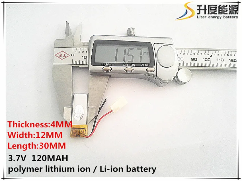 Polymer lithium battery 3.7 V, 401230 041230 120mah Thickness:4MM Width:12MM Length:30MM