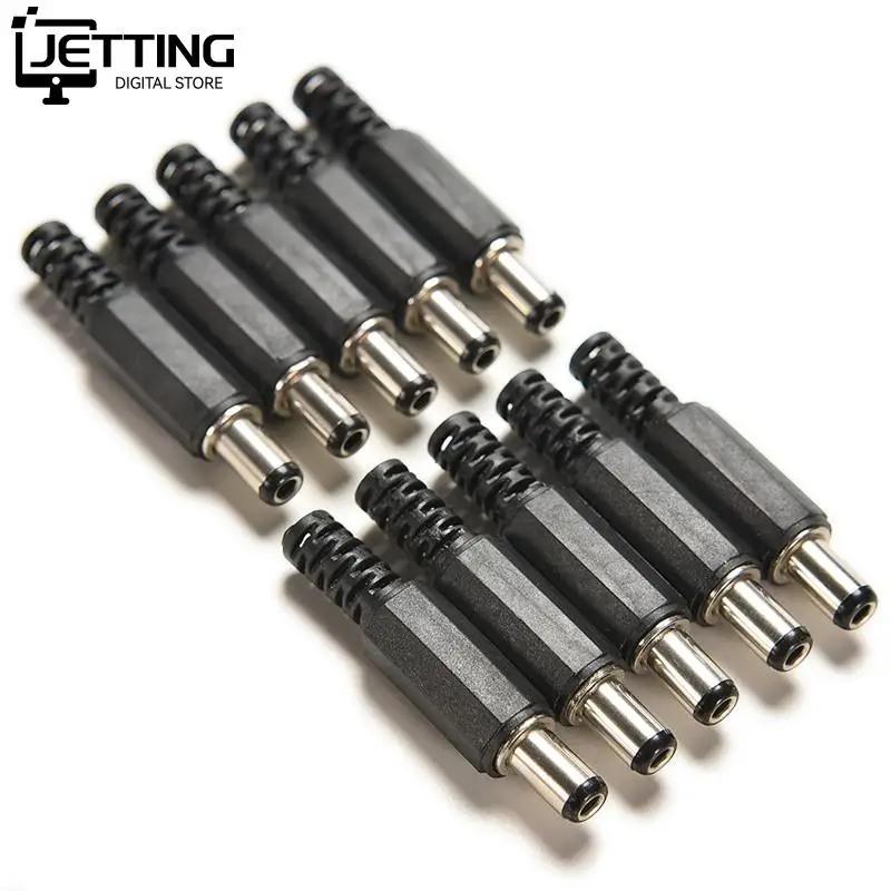 

10PCS DC Power Supply Cable Connectors Socket for CCTV Camera 2.5mm x 5.5mm with Black Color Tip Male DC Power Plug Jack Adapter