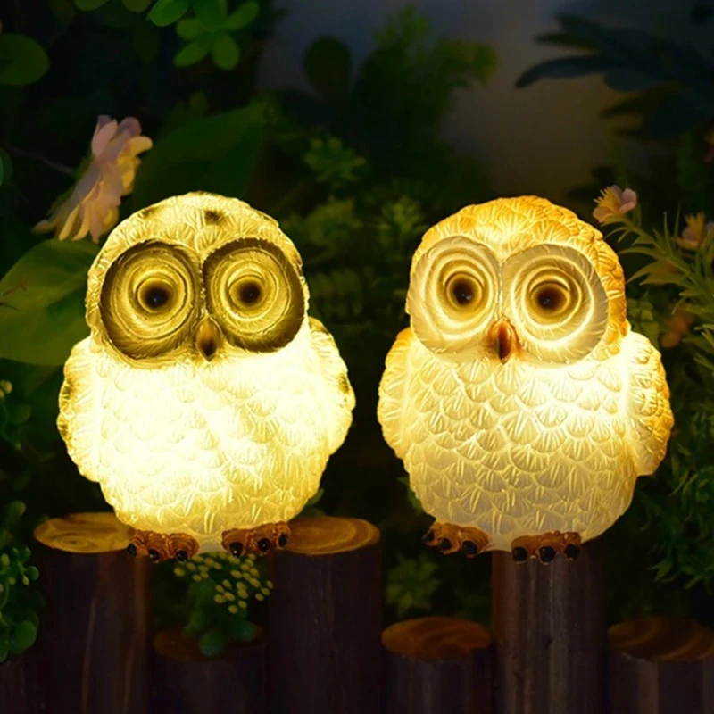 Solar Owl Statue Light Garden Resin Owl Birds Halloween Outdoor Garden Lawn Yard Patio Home Interior Decoration Lighting Lamps