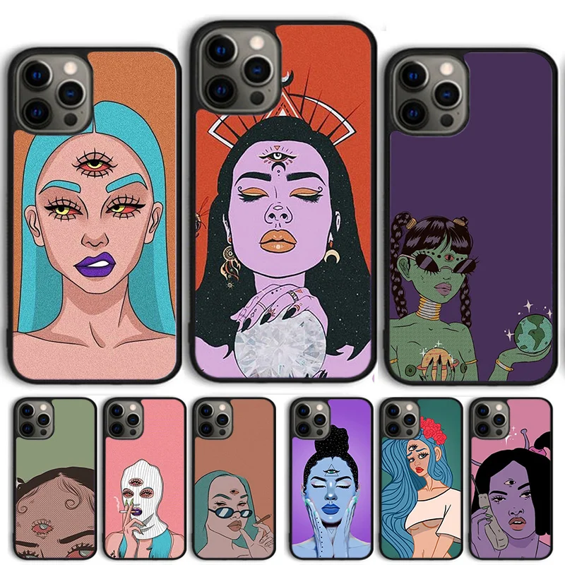 Three Eyed Girl Aesthetic Phone Case For iPhone 14 15 16 13 12 Mini Max Cover For Apple 11 Pro Max 6S 8 7 Plus SE2020 Coque