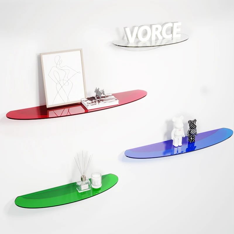 Colorful Acrylic Floating Shelf Wall Hanging Board Bathroom Shower Shelves Toilet Kitchen Living Room Invisible Storage Rack