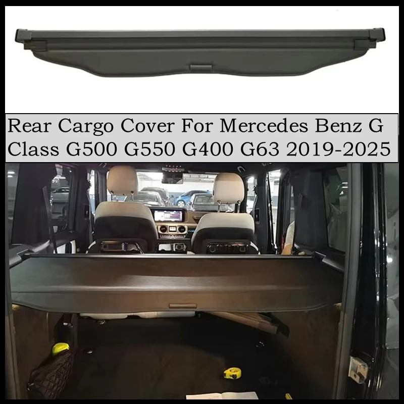 Rear Cargo Cover For Mercedes Benz G Class G500 G550 G400 G63 2019-2025 Partition Curtain Screen Shade Trunk Security Shield