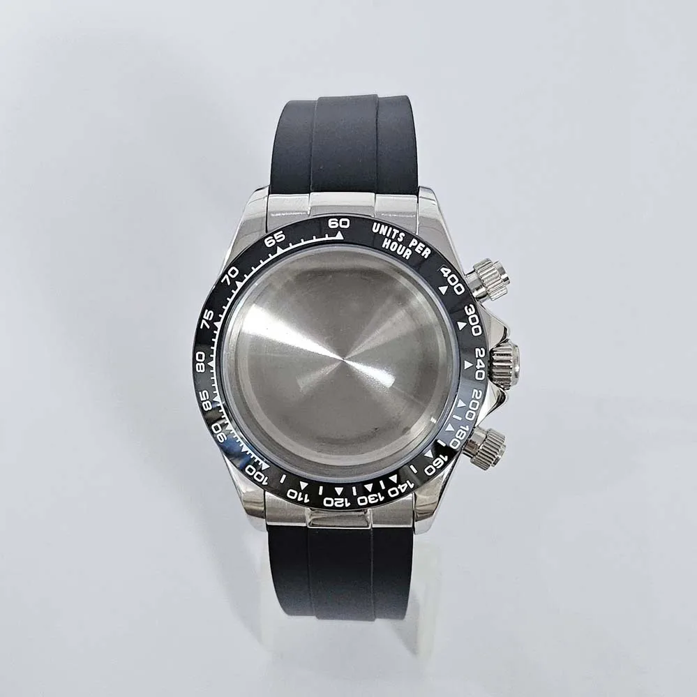 إكسسوارات ساعات جديدة 39 ملم طقم علبة من الفولاذ المقاوم للصدأ مرآة كوارتز ياقوت لحركة VK63