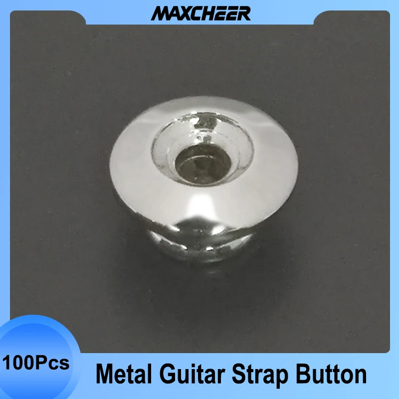 100Pcs Metal Guitar Strap Button 16x9mm Bass Ukulele Strap Locker with Screw Music Parts Chrome