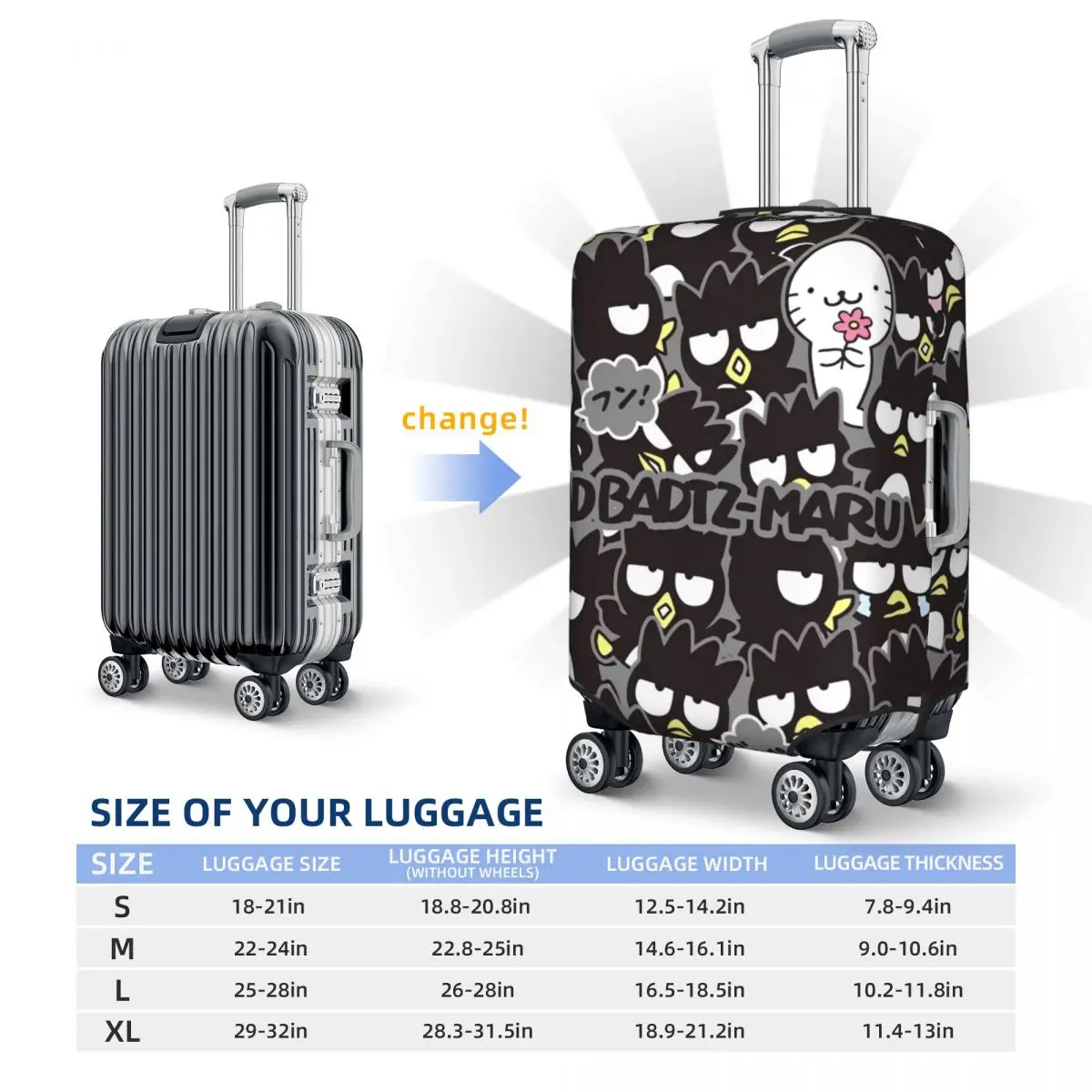 Cute Sanrio Badtz-maru Penguin Suitcase Cover Cruise Trip Vacation Useful Luggage Supplies Protection Back To School Gift