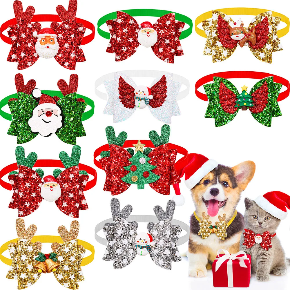 

20/40PCS Handmade Pet Bowties Christmas Bowties Adjustable for Small Dogs Pet Cat Dog Bow Ties Neck Accessories For Dogs