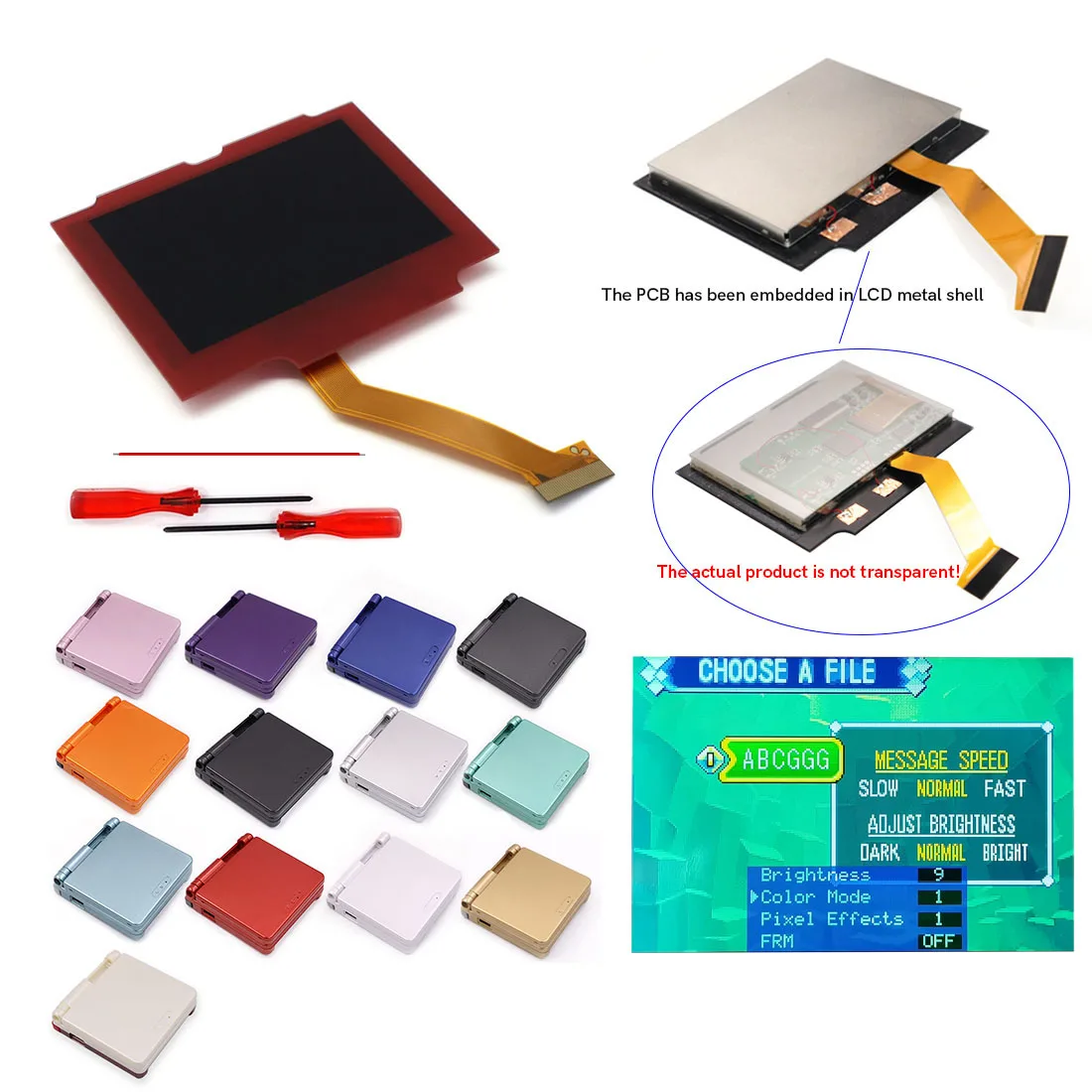 Imagem -02 - Limpar Shell Lente Vermelha v5 Gota em Pré Laminado 720x480 Retro Pixel Ips Lcd Kit Backlight para Gba sp Console Não Precisa Cortar Shell