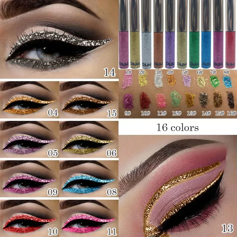 Hot Sale Waterproof Shiny Eyeshadow Glitter Eyeliner Makeup Eye Shadow Liquid Liner Metallic Cosmetic Combination Make Up Tools