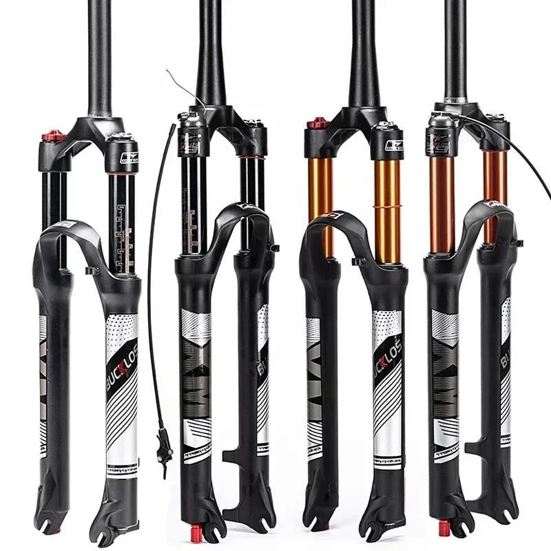 BUCKLOS MTB Air Suspension Fork 120mm Travel 26/27.5/29inch Mountain Bike Fork Remote/Manual Lockout 9mm QR Bicycle Fork