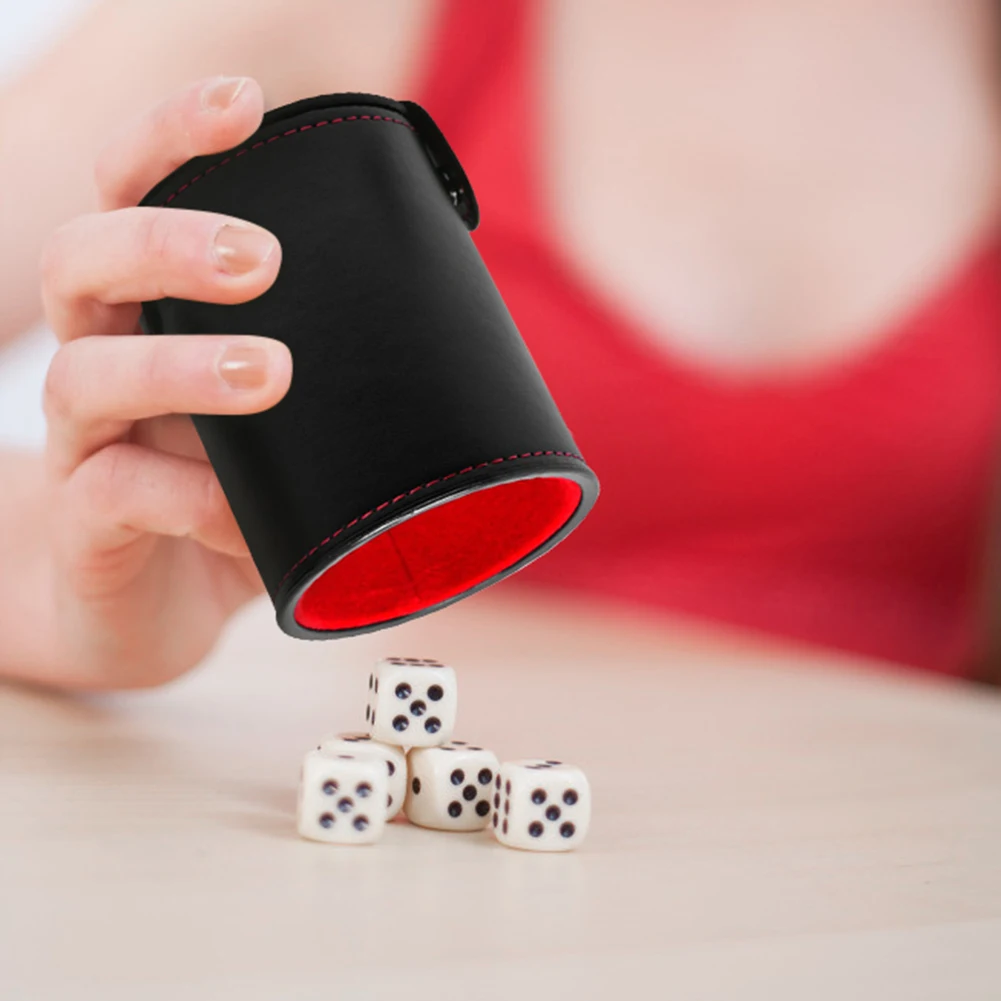 مجموعة أكواب النرد الجلدية البلاستيكية للعب الألعاب ، اكسسوارات حفلات البار ، صندوق النرد ، ألعاب KTV ، 10 النردات #3