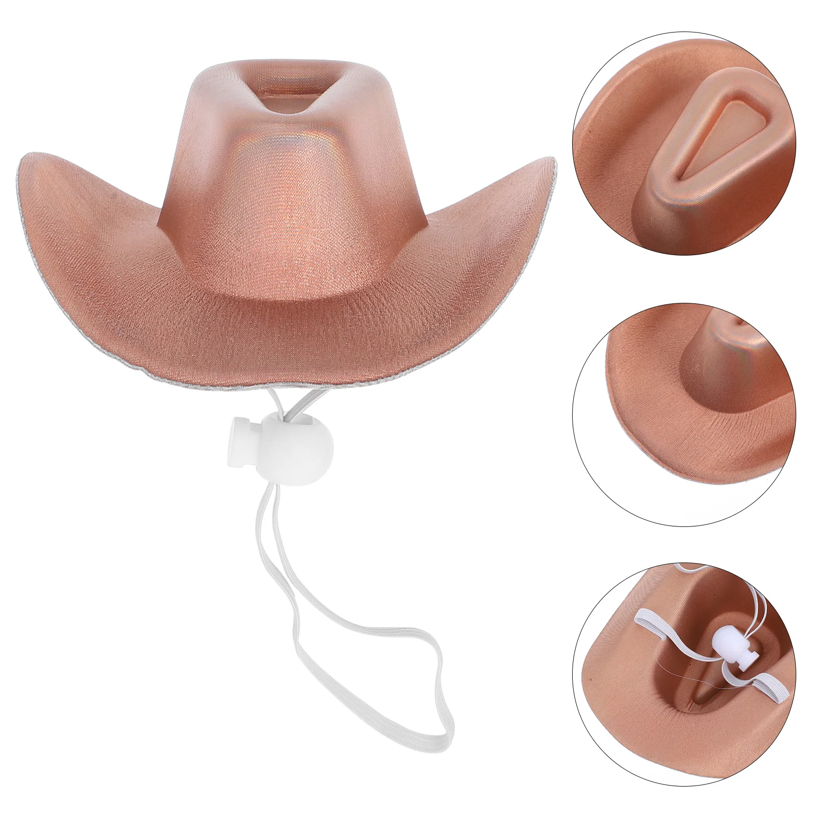 

Shiny Pearlescent Cowboy Hat Cap Set for Pets Sparkling Western Style Dog Cat Party Decoration Holiday Costume