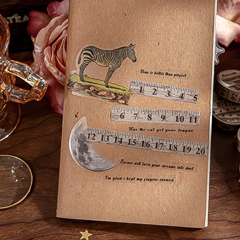 Mr. Paper Retro Tape Measure Washi Tape 1 Roll 2-meter Length PET Stickers with Scales Home Measurement Decoration Gifts Friends