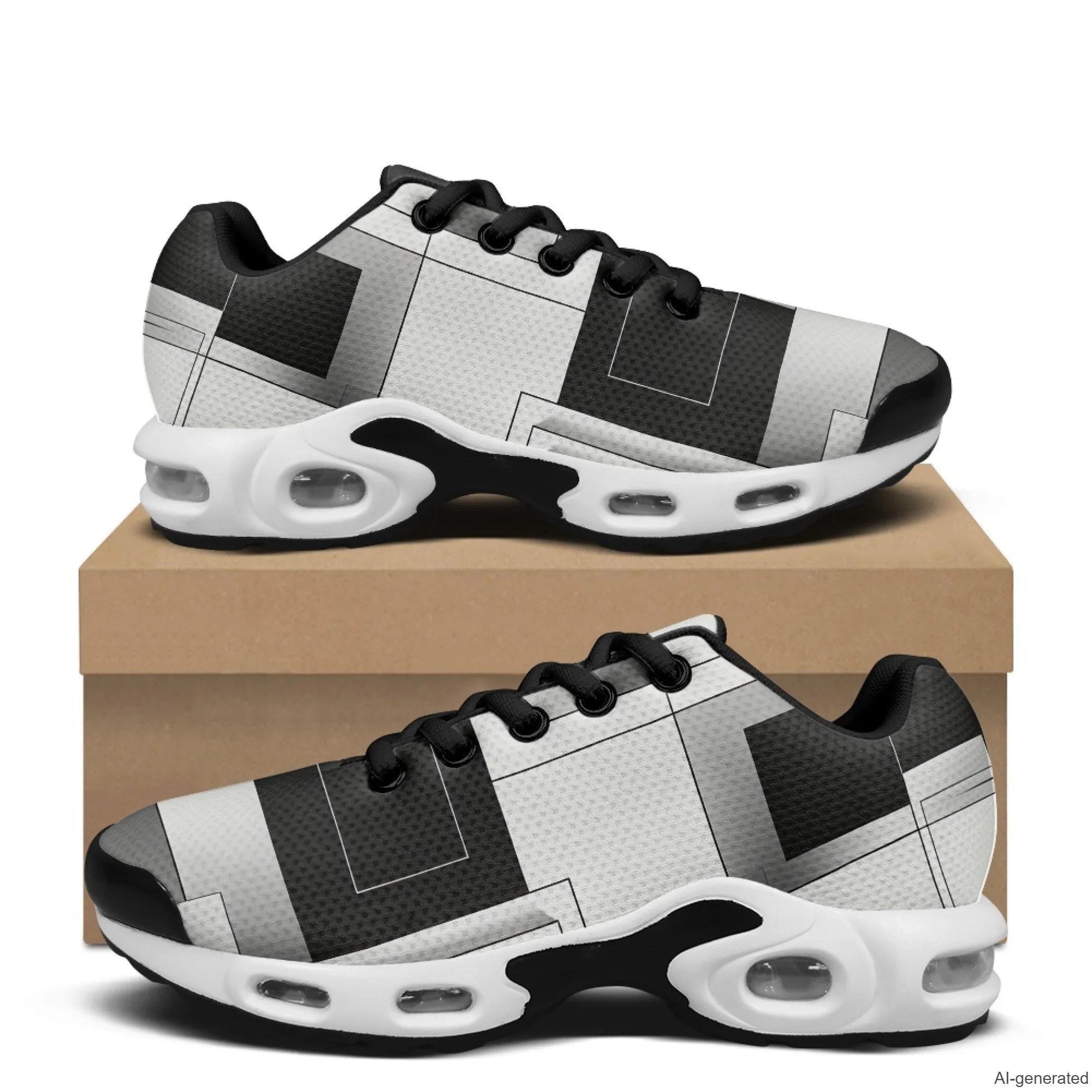 XIXIRIMIDO Air Shoes Geometric Print Men's Running Shoes Breathable Mesh Fashion Sneaker for Women Lightweight Work Shoes 36-48