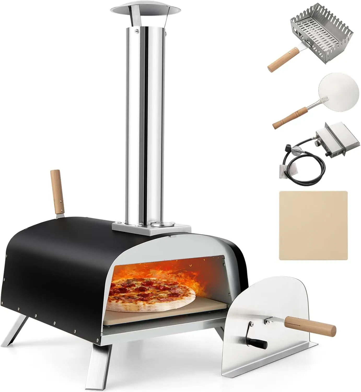 Giantex Pizza Oven Outdoor, Propane And Wood Fired Maker With 13