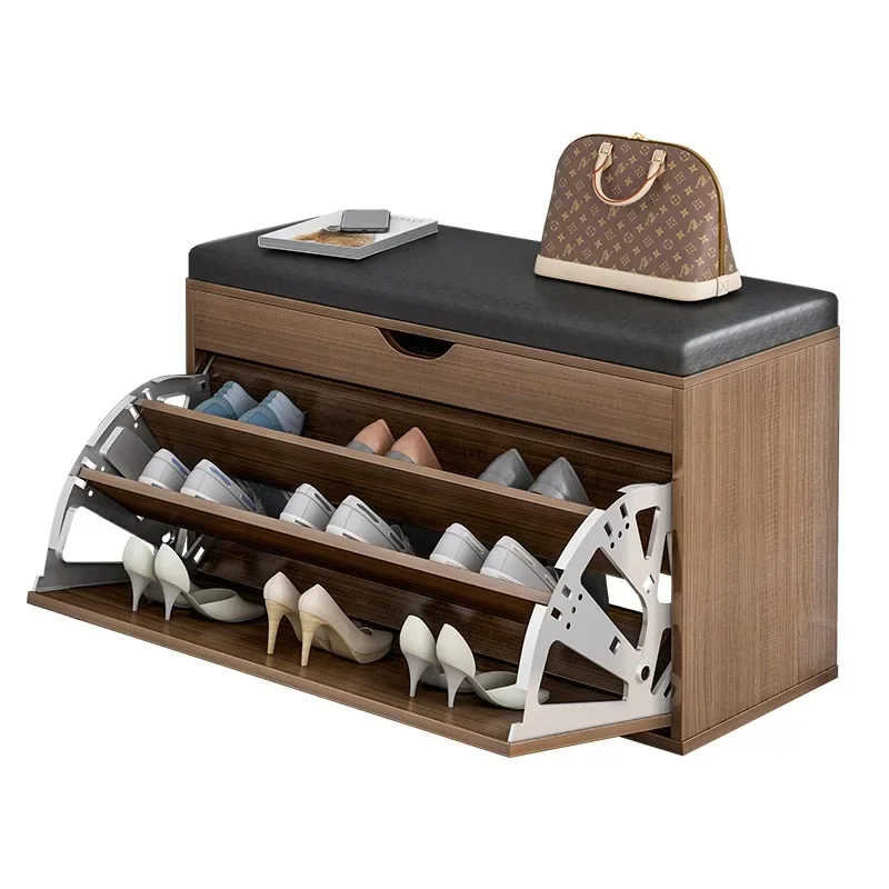

Nordic Shoe Storage Rack Entrance With Shoe Changing Stool Household Shoe Cabinet Household Entrance Bench Shoes Organizer Shelf